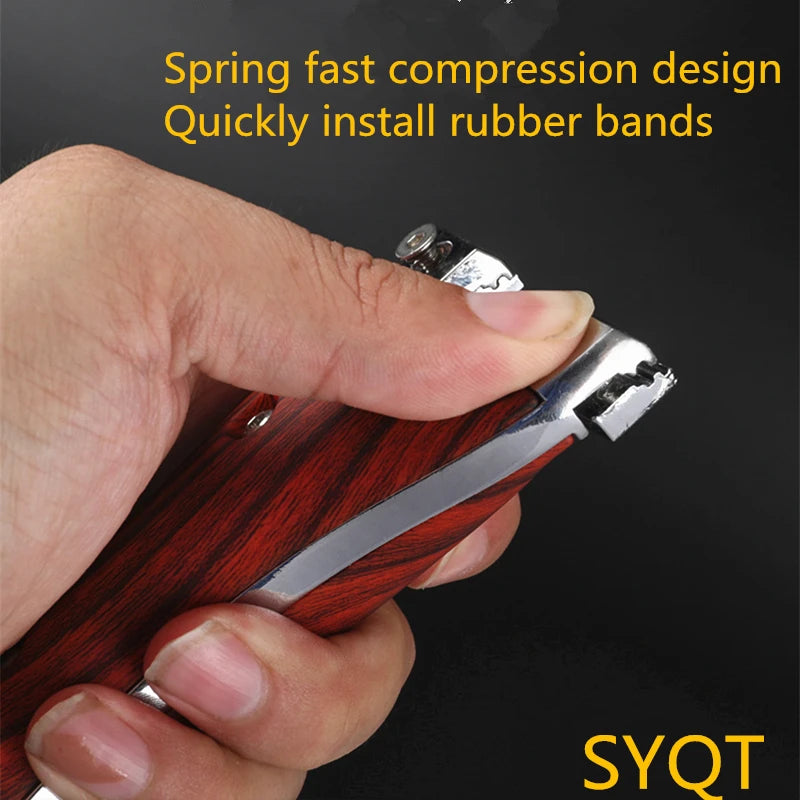 Fast Compression Rubber Band Hunting Slingshot Outdoor Competitive Game Catapult Imitation Wood Patch Flat Band Slingshot