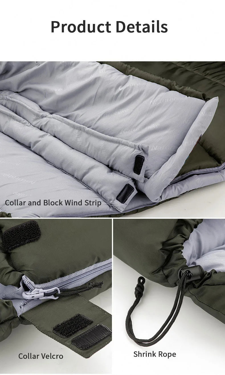 Naturehike Sleeping Bag Ultralight Winter Envelope Spliceable Sleeping Bag for Outdoor Camping Adult Waterproof Cotton Quilt