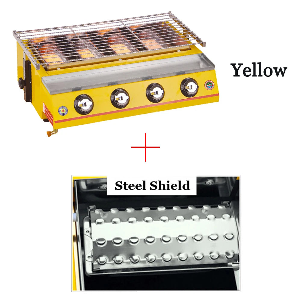 Smokeless LPG Grill 4 Burners Gas BBQ Stove Barbecue Tools For Outdoors Ceramic Burners With Stainless Steel or Glass Covers