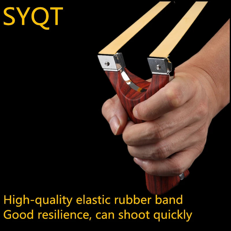 Fast Compression Rubber Band Hunting Slingshot Outdoor Competitive Game Catapult Imitation Wood Patch Flat Band Slingshot