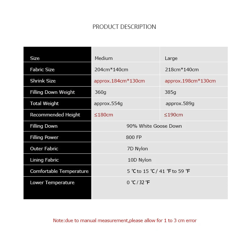 Ice Flame IF506 7D 3 Season 800FP 90% White Goose Down Sleeping Bag Blanket Sleeping Quilt Underquilt For Hammock Camping