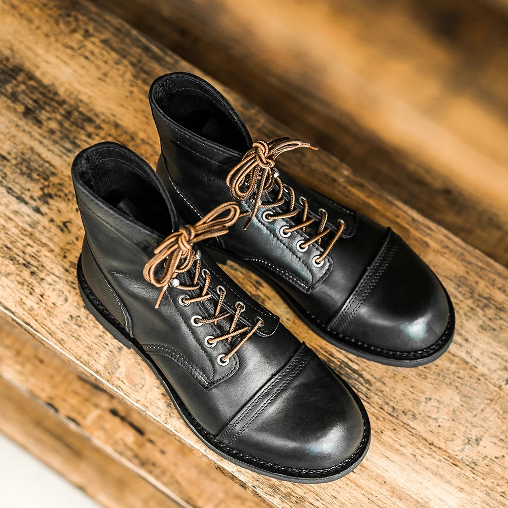 Durable Goodyear-Welted Stitchdown Rugged Style Work Boots Heritage Genuine Leather Moctoeboots Red For Men 1907 Shoes