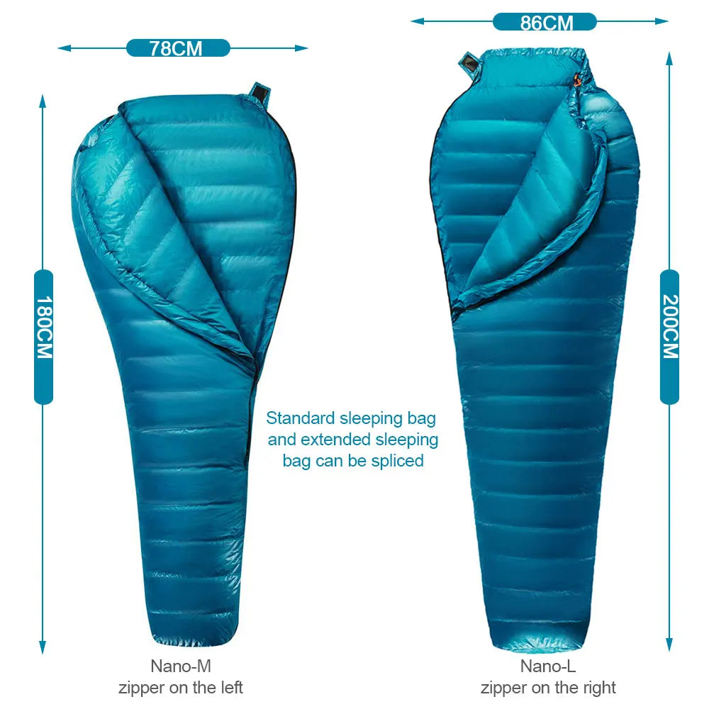 AEGISMAX M2 New Upgrade Ultralight  Mummy 95%White Goose Down Sleeping Bag Outdoor Camping Hiking Fully Lining Structure