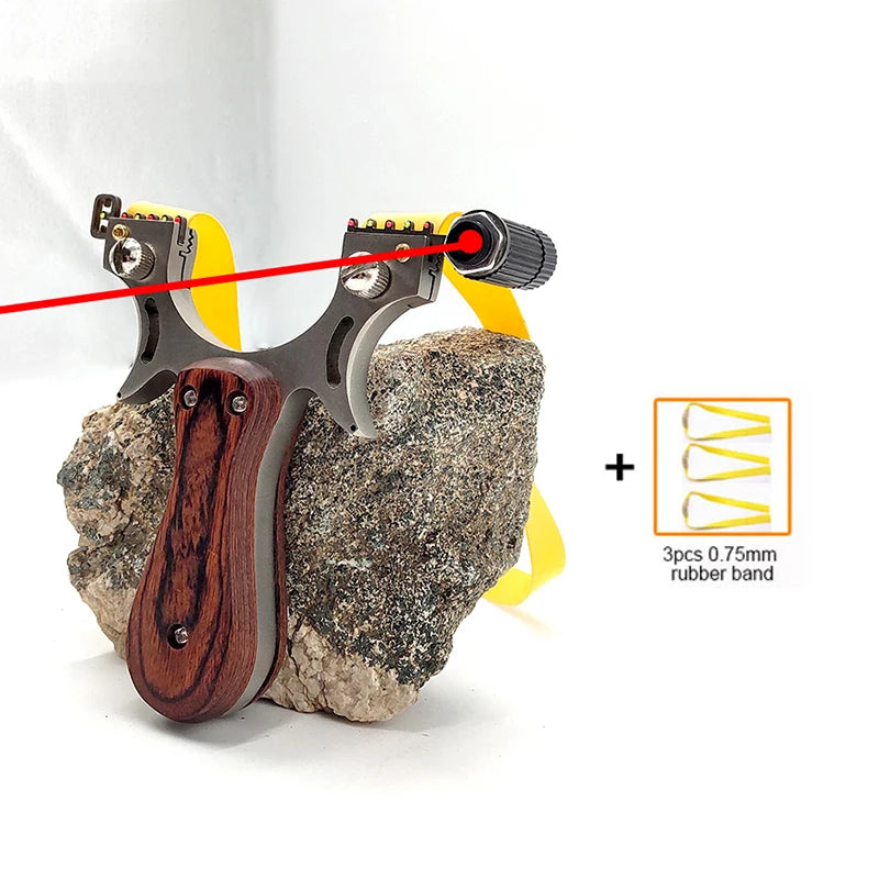 Upgraded Stainless Steel Slingshot with Laser Sight and Sniper Sight Flat Rubber Band Professional Outdoor Hunting Slingshot