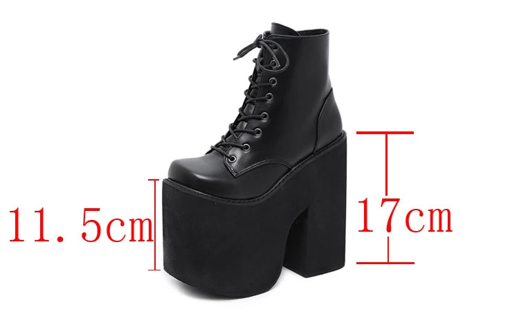 17cm Boots For Women Fashion Black Ankle Boots Punk Style Autumn Cosplay Shoes High Heels Goth Platform Boots Bottes Femme
