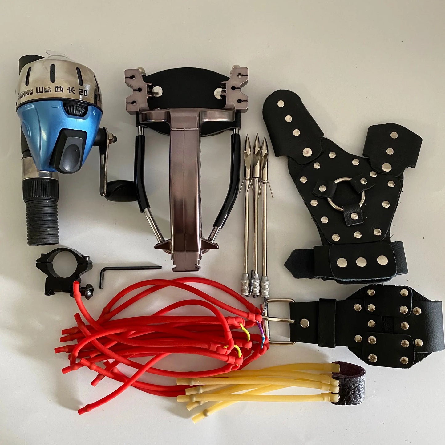 Hunting Slingshot Multi Function Hunting Crossbows Laser Rifle Toy With Darts Arrows Fishing Shooting Tool Professional Catapult