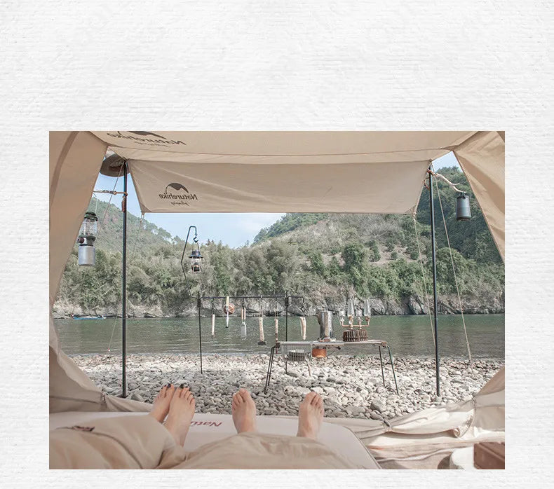 Naturehike Cotton A-Frame Ridge Tent Extended 4.8 3-season Camping Tent with Awning 2 Persons Family Outdoor Travel Waterproof