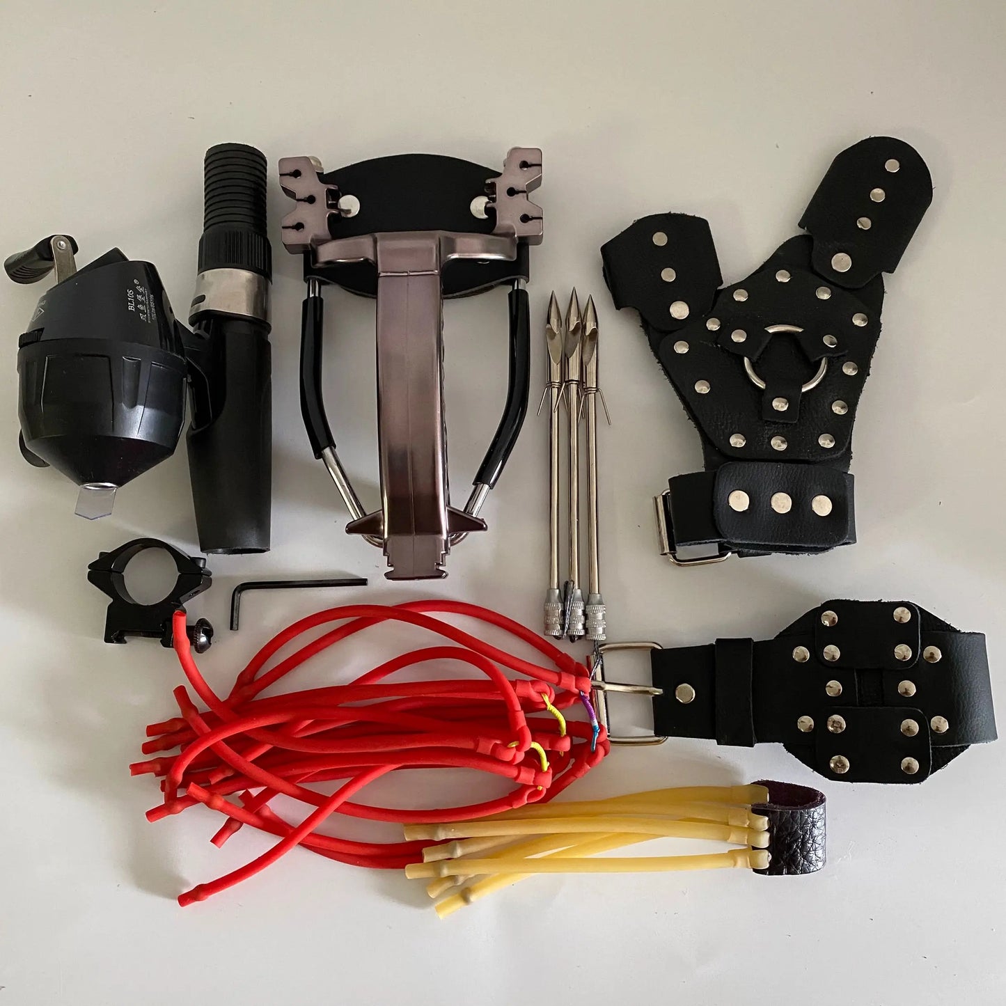 Hunting Slingshot Multi Function Hunting Crossbows Laser Rifle Toy With Darts Arrows Fishing Shooting Tool Professional Catapult