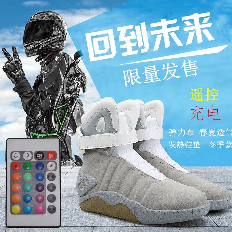7ipupas Men Boots Adult USB Charging LED Shoes with Remote Control for Men and Women Winter Boots Back to Future Shoes for Party