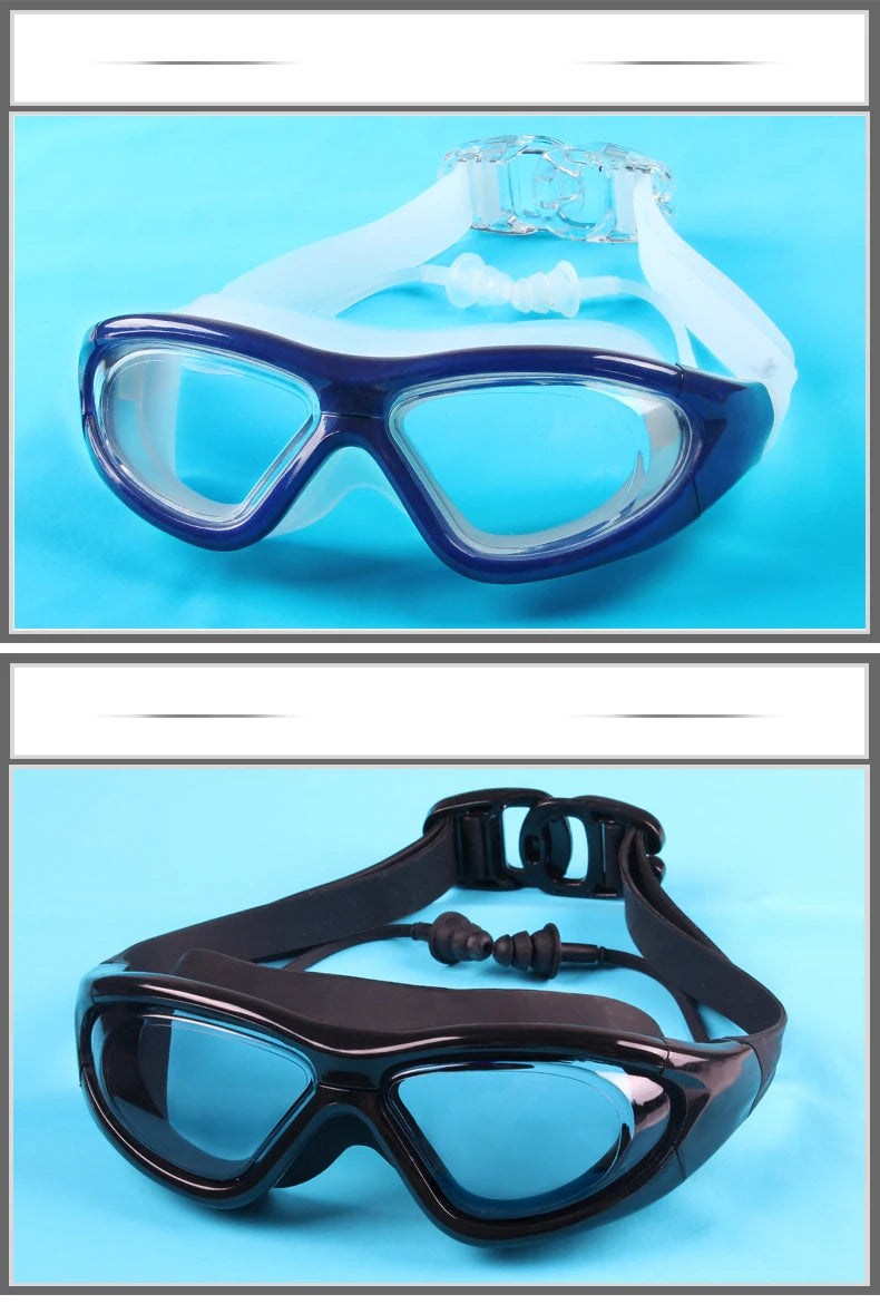 Adult Optical HD Swimming Goggles Anti-fog UV Protection Waterproof Silicone -2 To -9 Myopia Swim Eyewear Glasses with Earplug