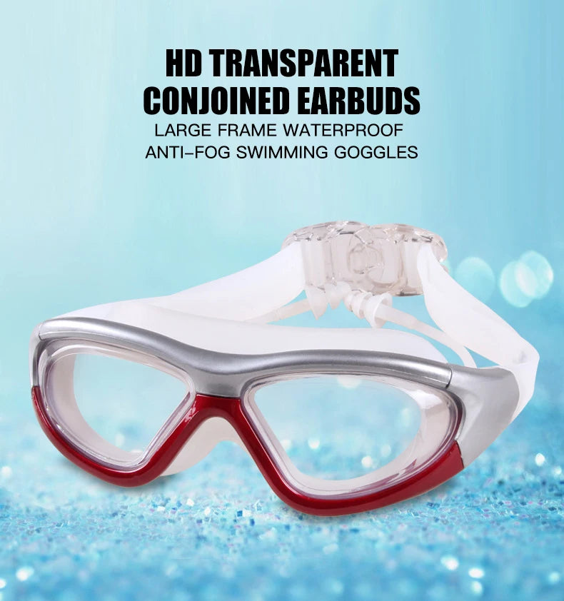 Adult Optical HD Swimming Goggles Anti-fog UV Protection Waterproof Silicone -2 To -9 Myopia Swim Eyewear Glasses with Earplug