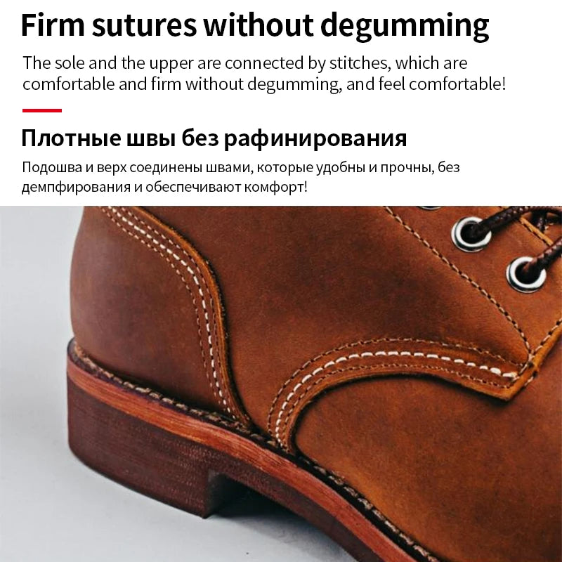 ZFTL Men's Motorcycle Boots Cowhide American Vintage Genuine Leather Desert Boots Male Lace up Boots Couple boots 2025