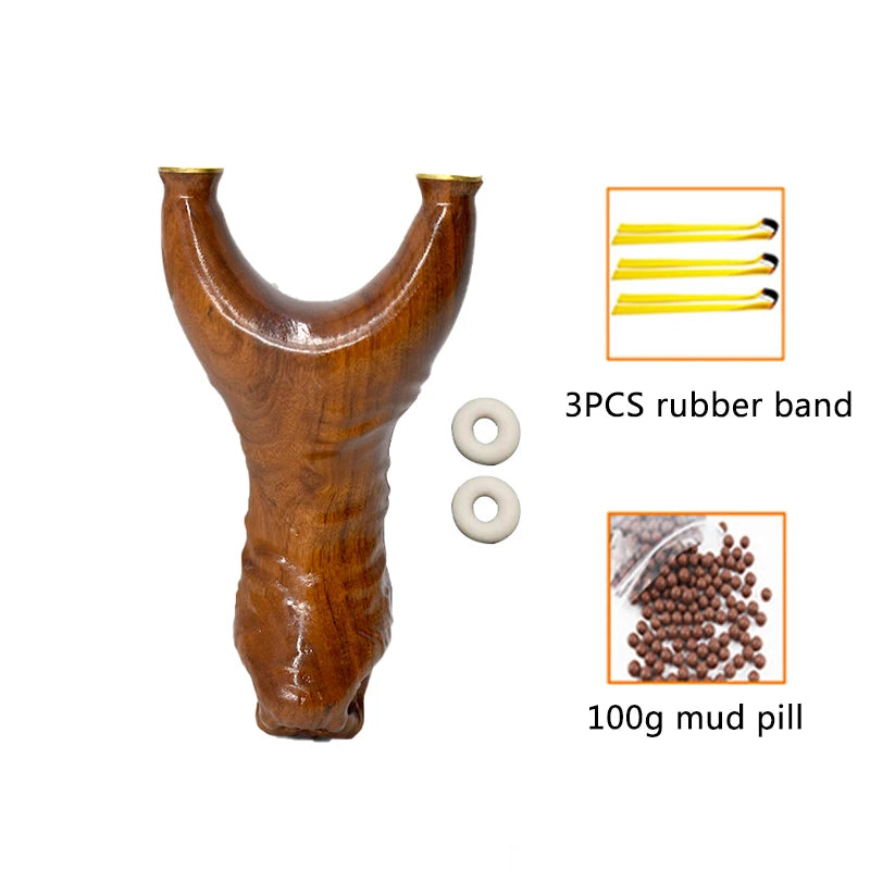 Piaoyu Solid Wood Slingshot Outdoor Catapult Toys Three-Dimensional Carving Wooden Flat Rubber Band Slingshot Shooting