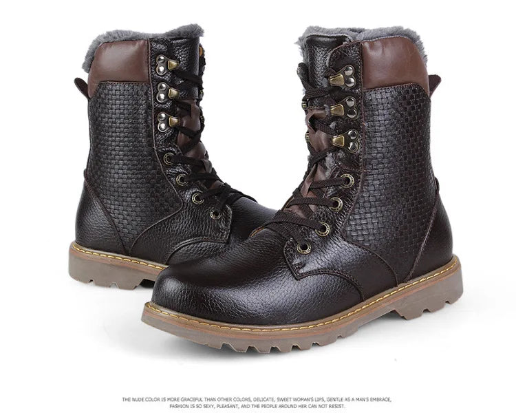 Motorcycle Male Boots velvet Winter Men warm Leather Tooling Shoes Fashion Retro Mid- Calf Male Motorcycle Punk Boots Rock Shoes