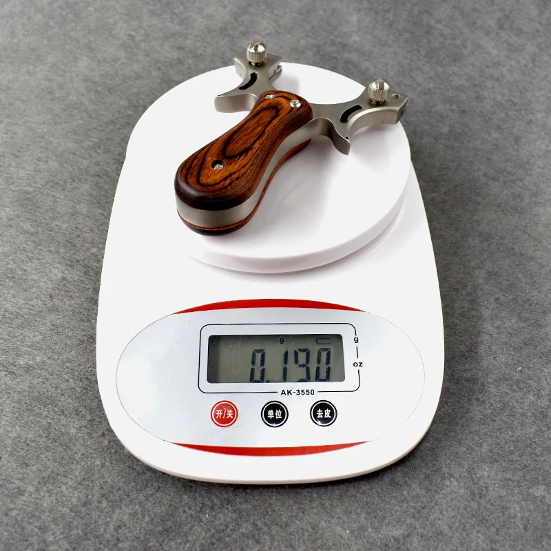 Hunting Slingshot Stainless Steel Bow Head + Wooden Handle Catapult with Rubber Band  for Outdoor Sports Entertainment Toys