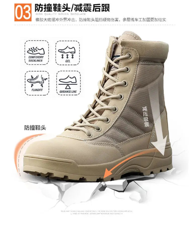 2024 Genuine summer tactical army fans high help desert combat boots tactics SWAT outdoor men's climbing shoes