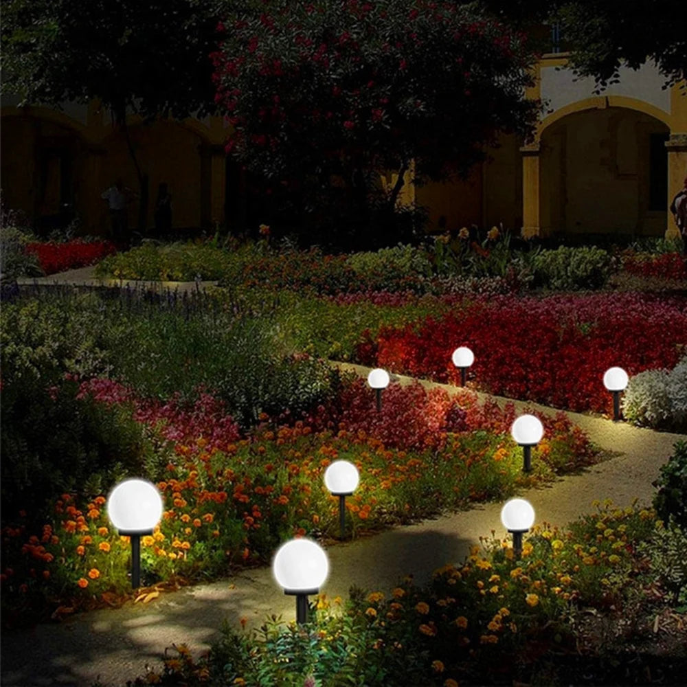 Modern Style Garden Solar Lawn Lights Outdoor Camping Landscape Urban Decorative LED Waterproof Circular Bulb Lamp Energy-saving
