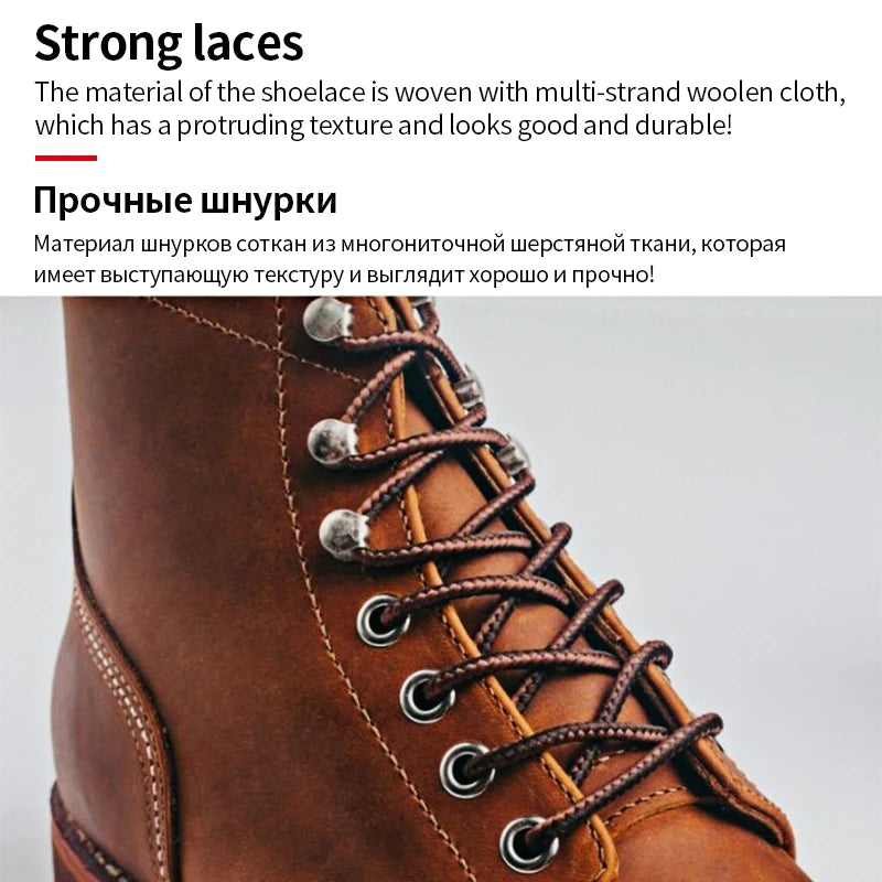 ZFTL Men's Motorcycle Boots Cowhide American Vintage Genuine Leather Desert Boots Male Lace up Boots Couple boots 2025