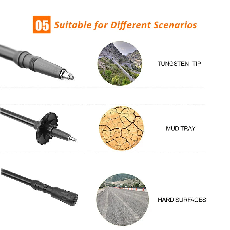 Walking Adjustable Trekking Pole Anti Shock Ultra Light Alpinism Poles Telescopic Ultralight Hiking Travel Non-slip Stick