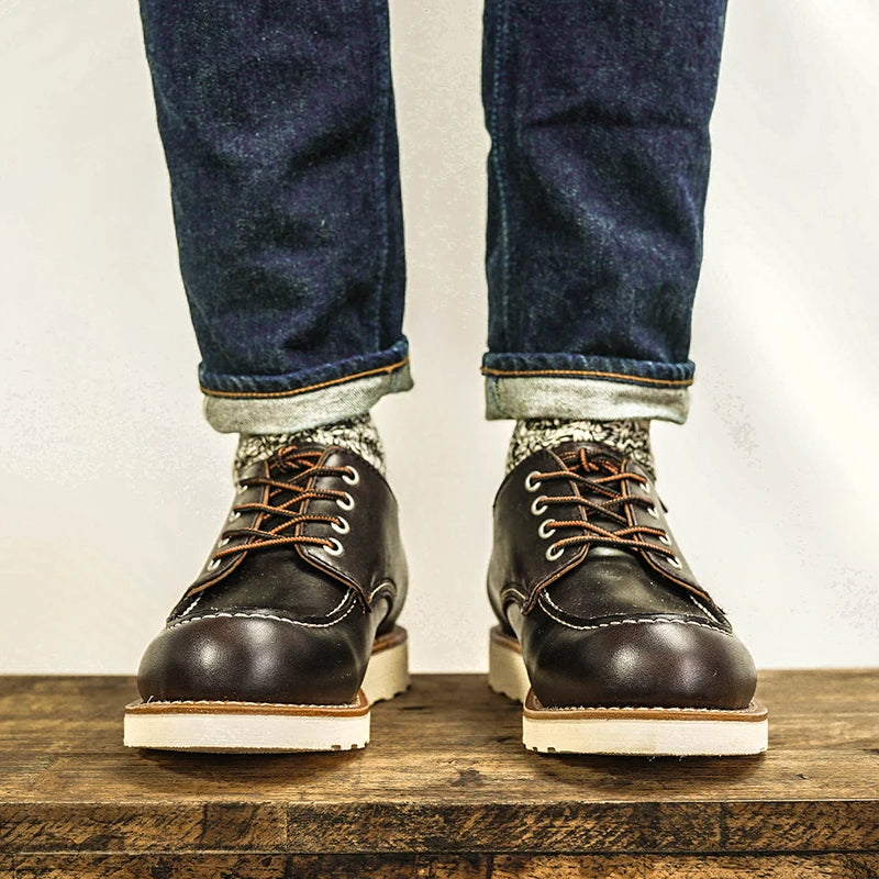 Durable Goodyear-Welted Stitchdown Rugged Style Work Boots Heritage Genuine Leather Moctoeboots Red For Men 1907 Shoes