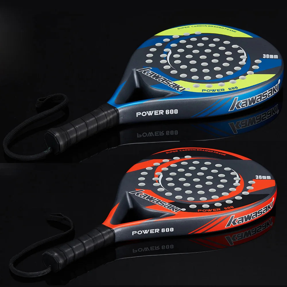 Kawasaki Brand Padel Tennis Carbon Fiber Soft EVA Face Tennis Paddle Racquet Racket with Padle Bag Cover Power 600