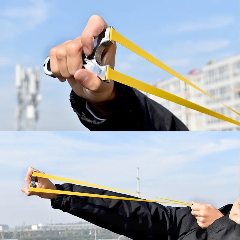 Powerful Slingshot Stainless Steel Material Strong and Durable Flat Rubber Band Fast Compression Design Outdoor Hunting Catapult
