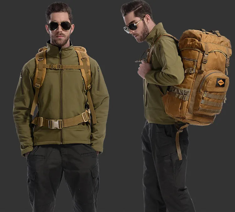 Tactical Men's Backpack, Cool Camping Gear,Waterproof Nylon, Trekking, Fishing, Hunting Bag, Molle Outdoor Bags, 50L