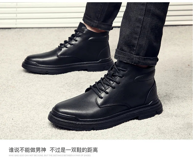 Winter Genuine Leather Shoes Men Boots Spring Ankle Boots Shoes  Man Punk Casual Riding Flats Equestr Botas Hombre Plus Size