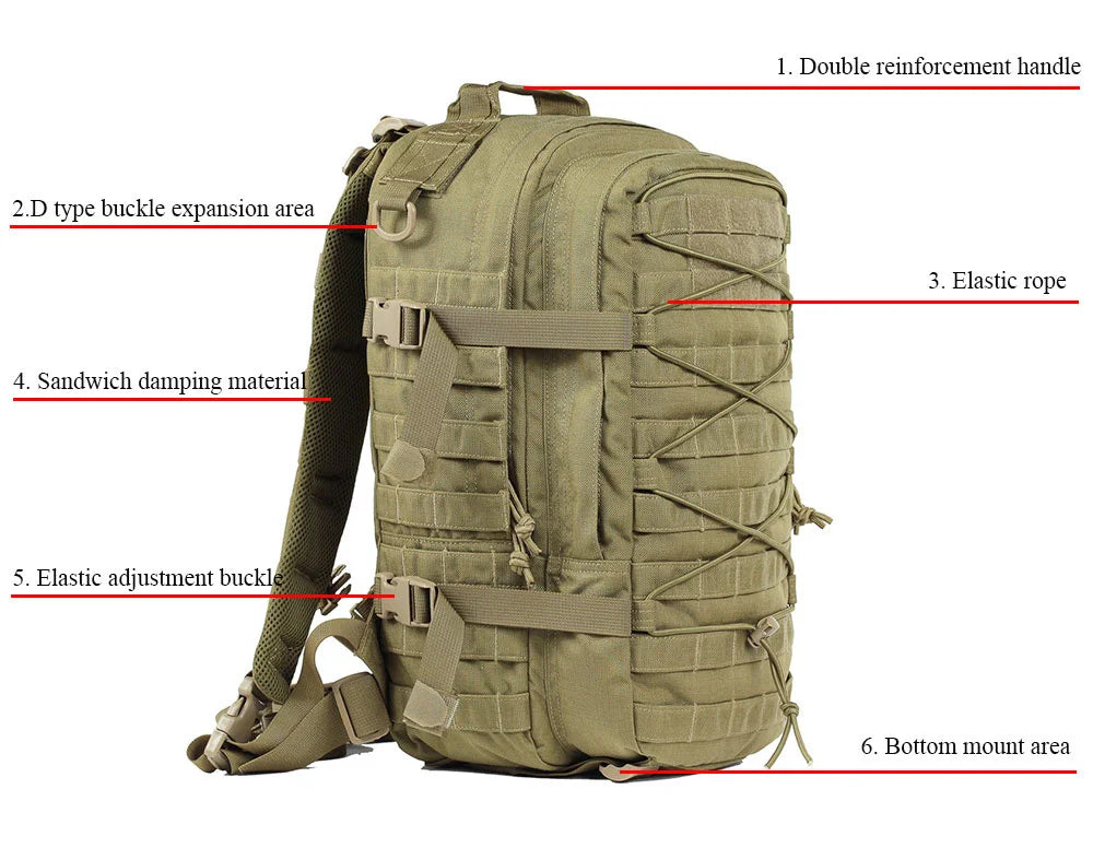 SINAIRSOFT 30L 1000D Nylon Waterproof Trekking Fishing Climbing Backpack Outdoor Rucksacks Tactical Sports Camping Hiking Bag