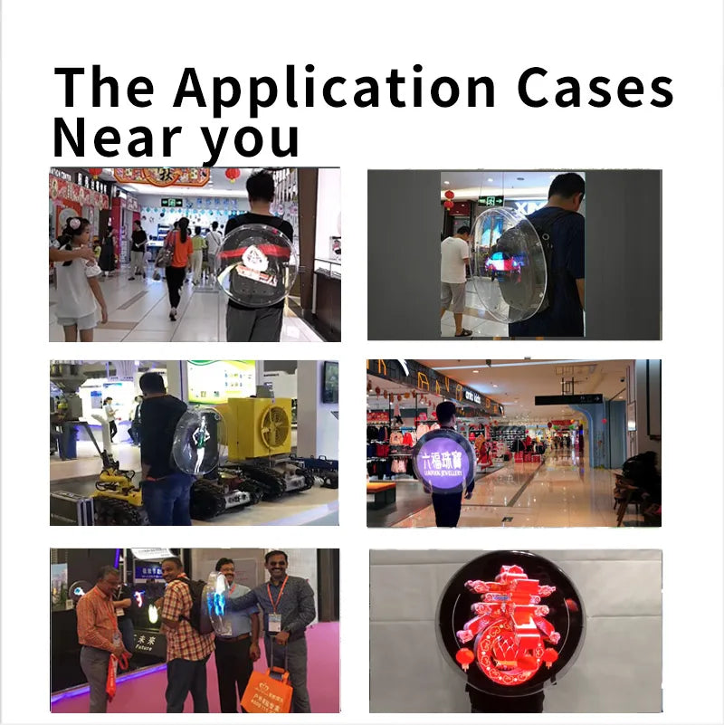 52CM LED 3D Holographic Fan Projector Portable Backpack with WiFi 576pcs Projector for Christmas Event Parties Advertising