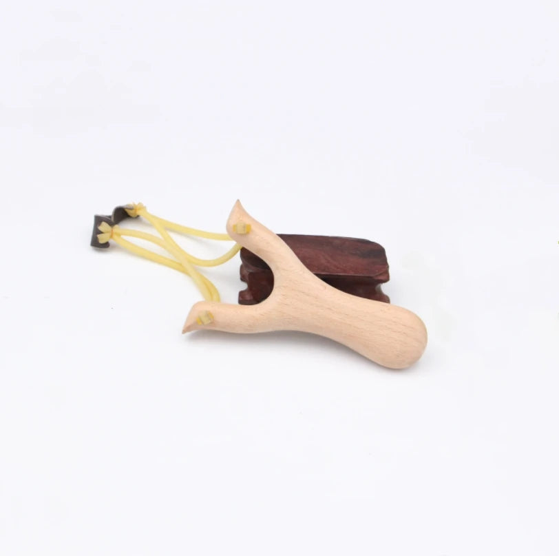 Natural Wooden Slingshot With Rubber Band Outdoor Hunting Sports Games Catapult Kids Toys