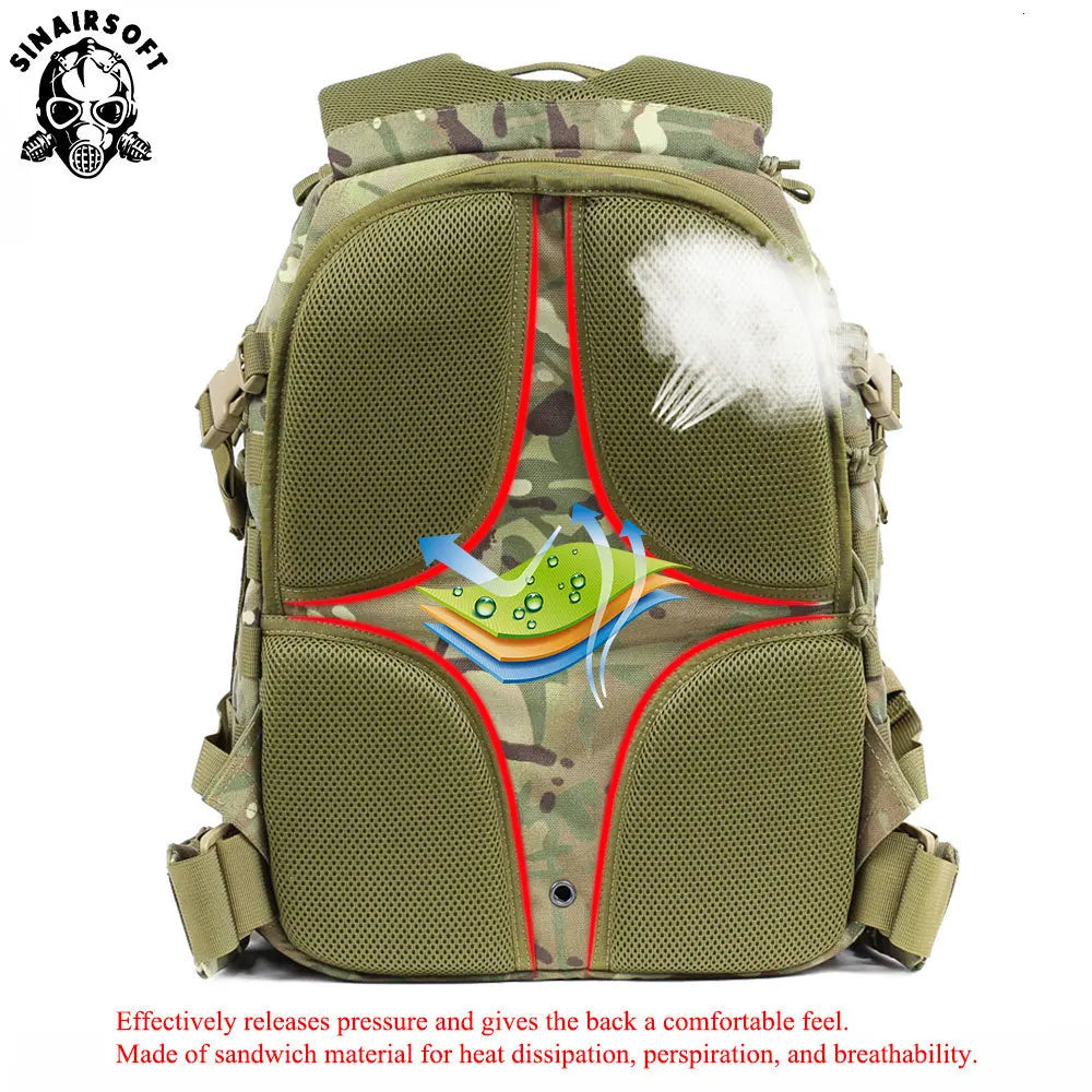 SINAIRSOFT Tactical 55L Outdoor Molle Waterproof Backpack Mountaineering Hunting Bags Trekking Hiking Fishing Bag