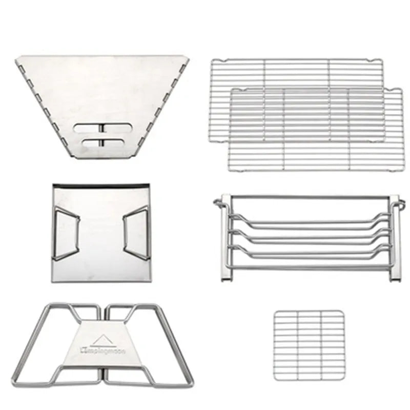 Stainless Steel Grill 4-7 People Thickened Campingmoon X-Two Outdoor Household Portable Folding Charcoal Grill