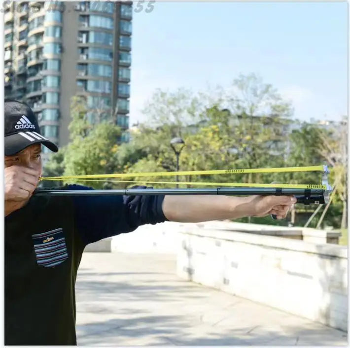 New Laser Aiming Slingshot Powerful Outdoor Hunting Competition Catapult  Use Flat Rubber Band Long Pole Telescopic Slingshot