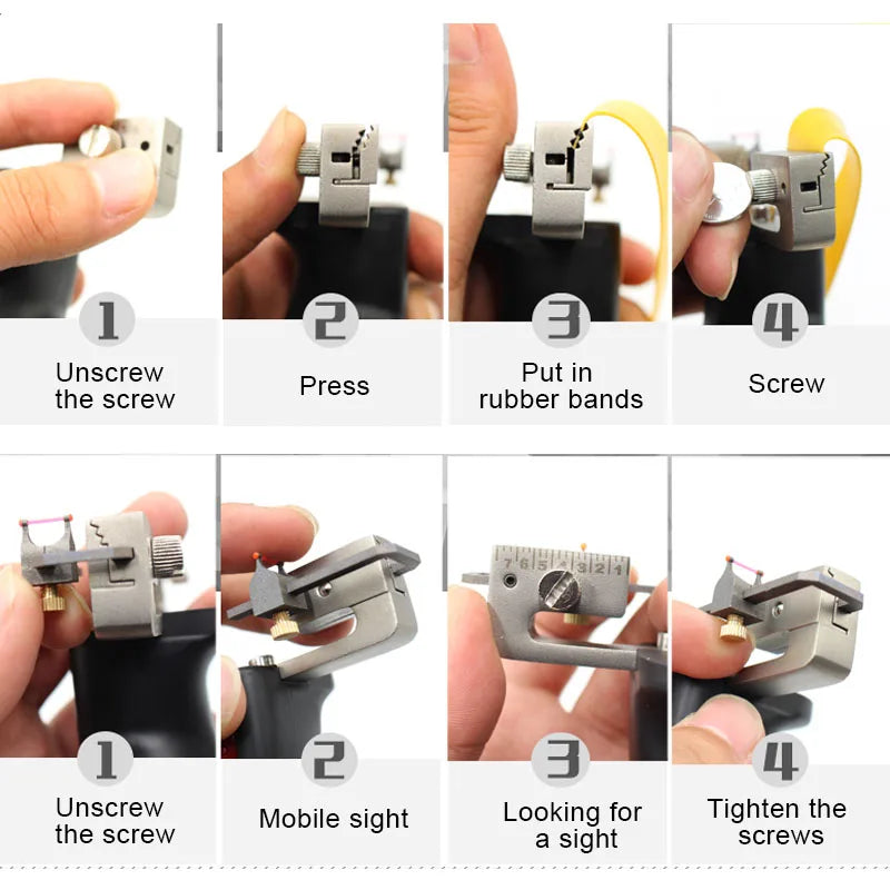 Slingshot Hunting Powerful Stainless Steel Catapult+ Resin Handle Outdoor Shooting with Flat Rubber Band