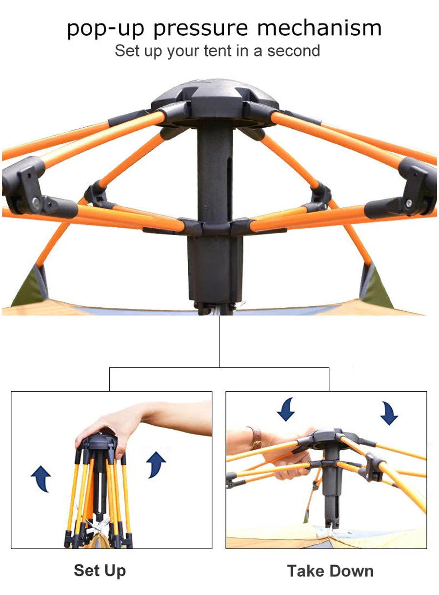 Desert&Fox Pop-up Automatic Tent 3-4 Person Instant Camping Tent Backpacking Family Dome Tents for Camping Hiking Travelling