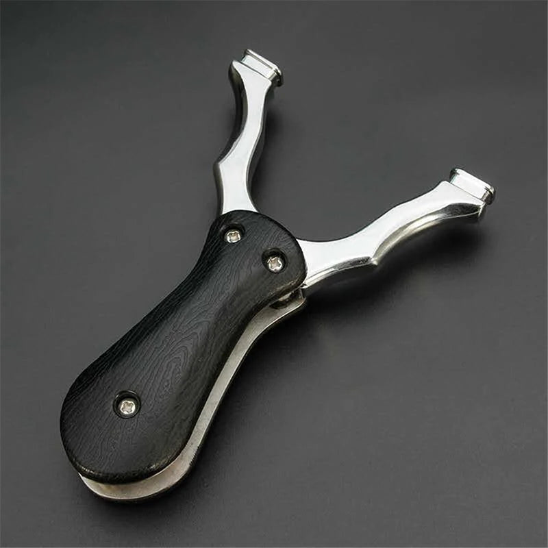 Folding Flat Rubber Band Slingshot Resin Patch + Alloy Catapult Head Portable Shrink Slingshot Precision Outdoor Shooting