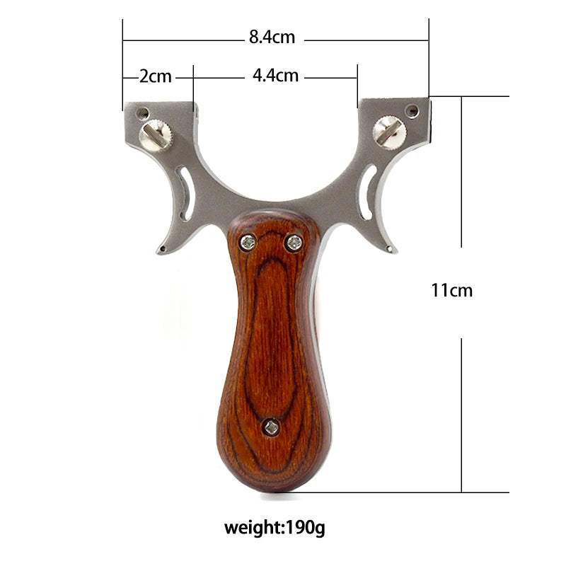 Hunting Slingshot Stainless Steel Bow Head + Wooden Handle Catapult with Rubber Band  for Outdoor Sports Entertainment Toys