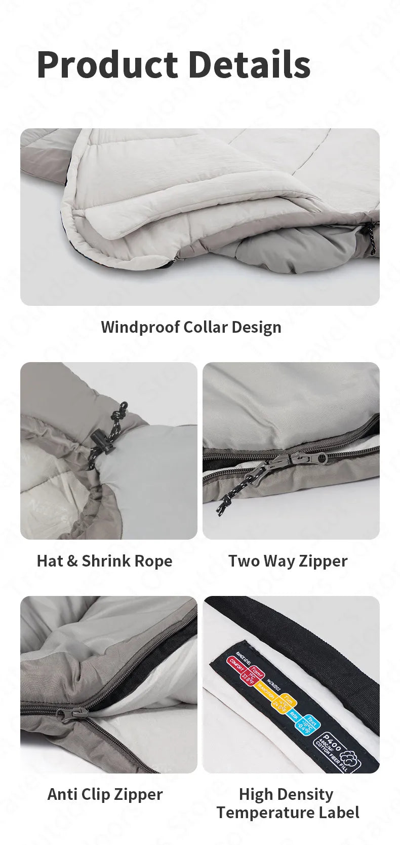 Naturehike Winter Mummy Sleeping Bag 6℃~-4℃ Keep Warm Breathable Soft Windproof Cotton for Outdoor Hiking Camping Sleeping Bag