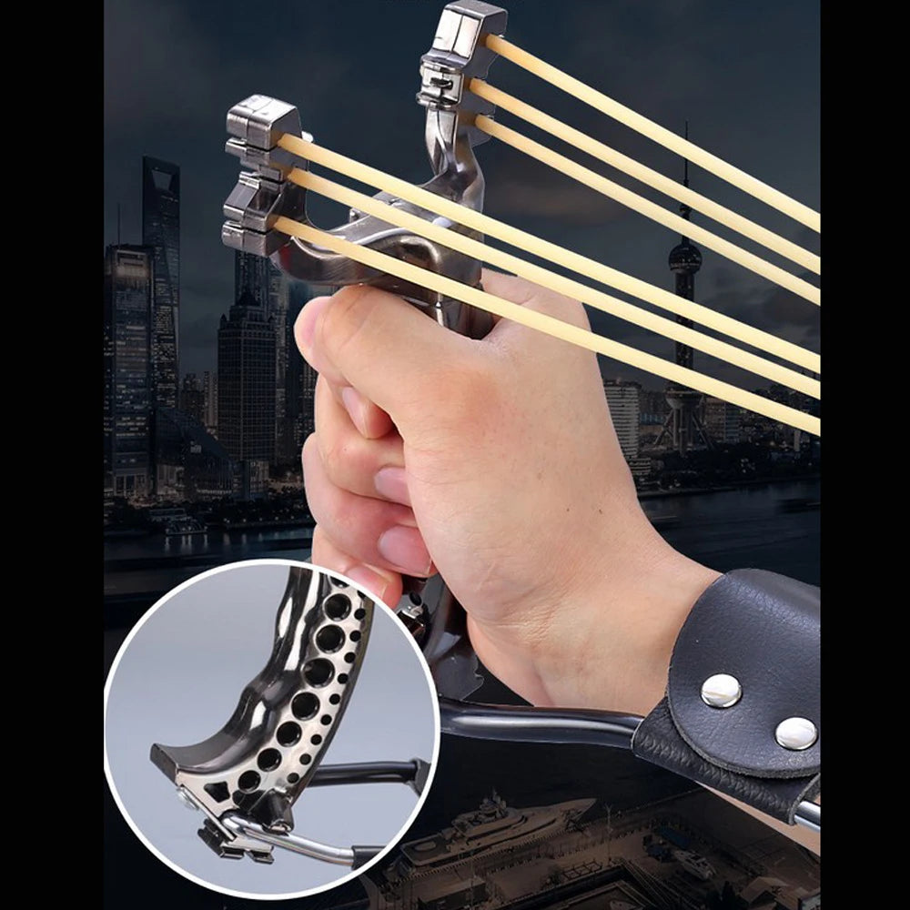 Powerful Hunting Slingshot With Rubber Band Tubing PU Leather Catapult Professional Tactical Plastic Pocket Sling Shot Ball