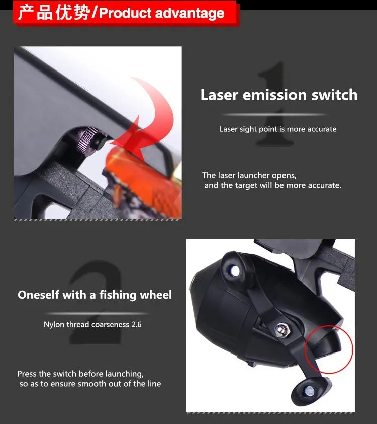 Hunting Slingshot Multi Function Hunting Crossbows Laser Rifle Toy With Darts Arrows Fishing Shooting Tool Professional Catapult