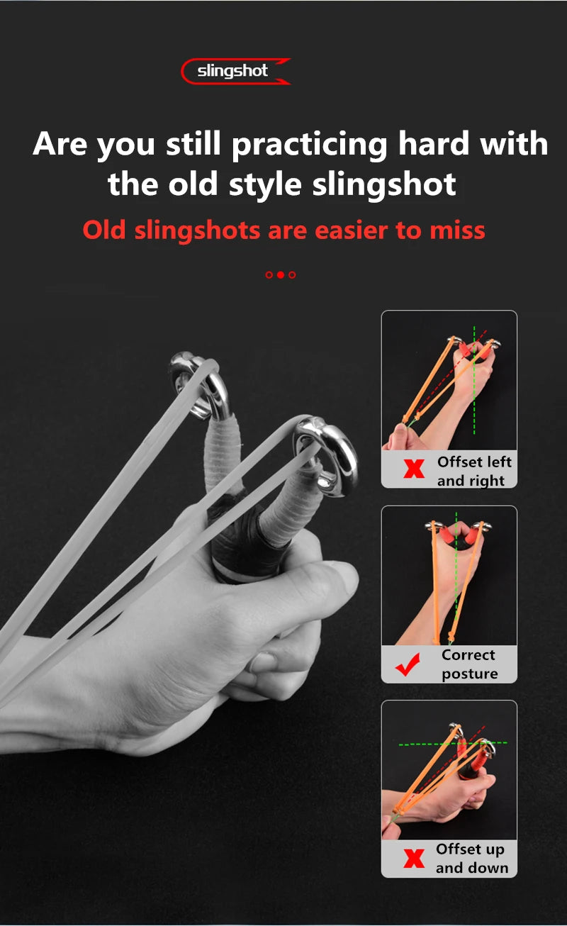 High Precision Telescopic Slingshot High Power Rubber Band Slingshots with Red Laser Stainless Steel Outdoor Hunting Catapult