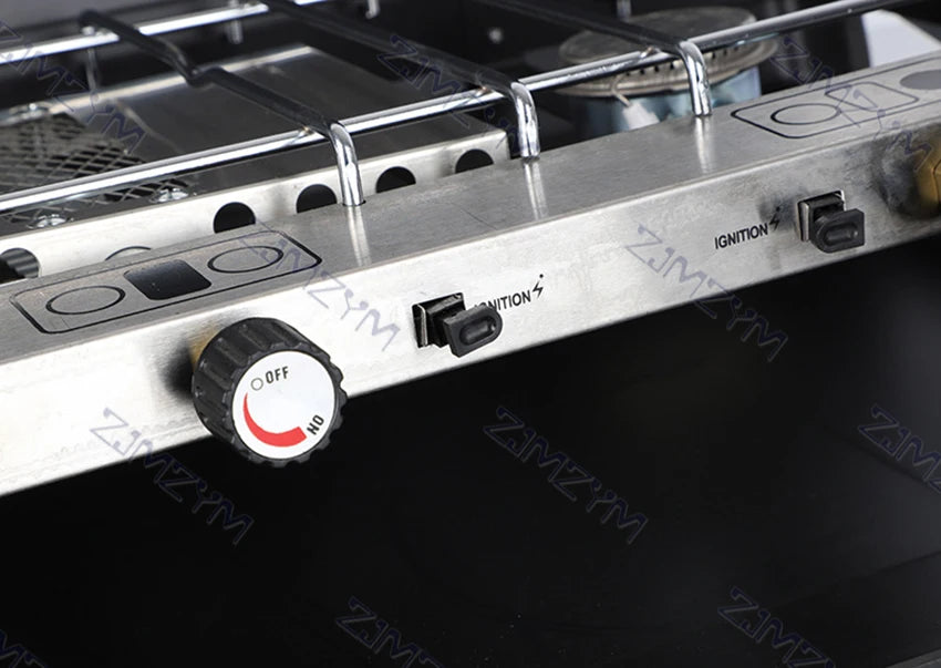 Folding Gas Stove Portable Outdoor Picnic Camping Barbecue Grill BBQ Gas Stove with 3 Adjustable Firepower Ignition Butane Gas