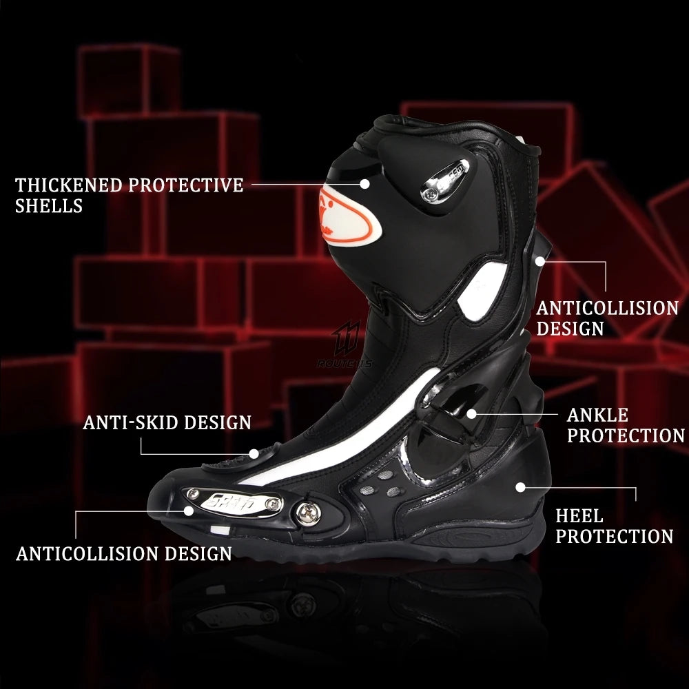 PRO-BIKER Men Motorcycle Boots Waterproof PU Botas Moto Boots Motocross Motorcycle Shoes Protection Motorcycle Long Thigh Boots