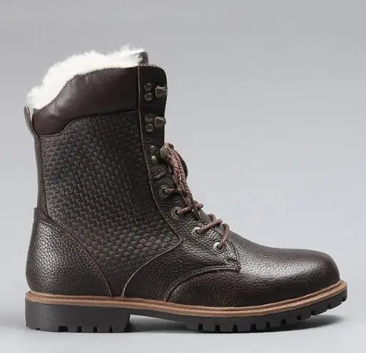 Motorcycle Male Boots velvet Winter Men warm Leather Tooling Shoes Fashion Retro Mid- Calf Male Motorcycle Punk Boots Rock Shoes