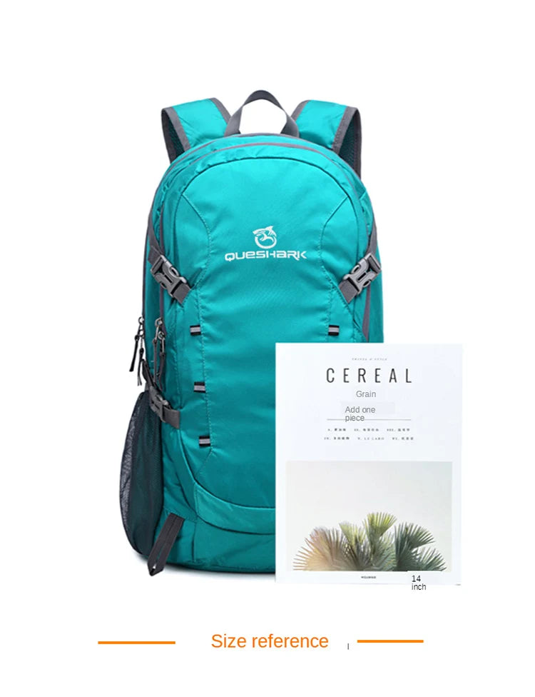 QUESHARK 40L Ultralight Waterproof Soft Foldable Camping Shoulder Backpack Climbing Travel Mountaineering Hiking Cycling Bag