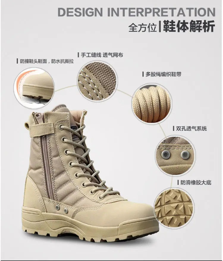 2024 Genuine summer tactical army fans high help desert combat boots tactics SWAT outdoor men's climbing shoes