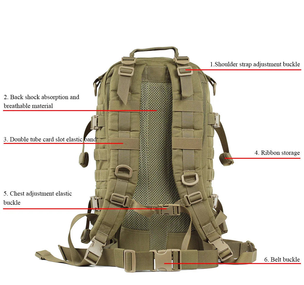 SINAIRSOFT 30L 1000D Nylon Waterproof Trekking Fishing Climbing Backpack Outdoor Rucksacks Tactical Sports Camping Hiking Bag