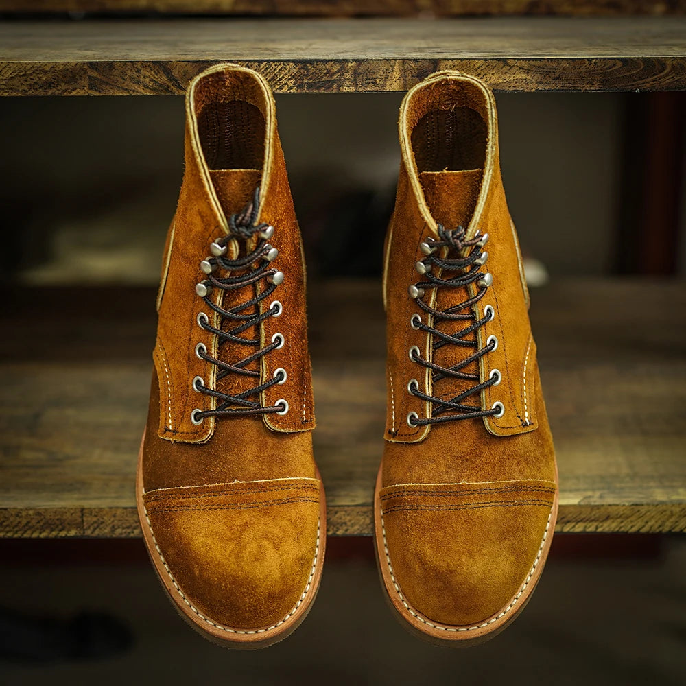 Durable Goodyear-Welted Stitchdown Rugged Style Work Boots Heritage Genuine Leather Moctoeboots Red For Men 1907 Shoes