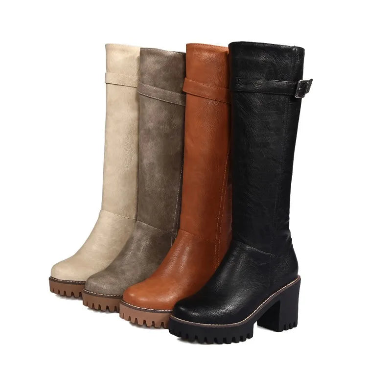 Winter Women Shoes Long Boots Sexy Woman Motorcycle Booties Custom Platform High Heels Knee High Boots Women Botas WSH3471